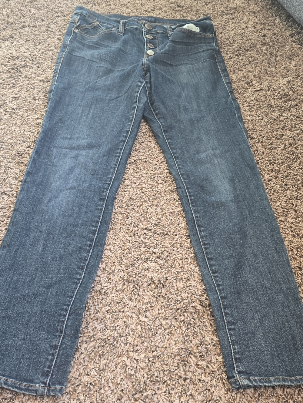Rock & Republic Dark Blue Straight-Leg Jeans with Button Fly